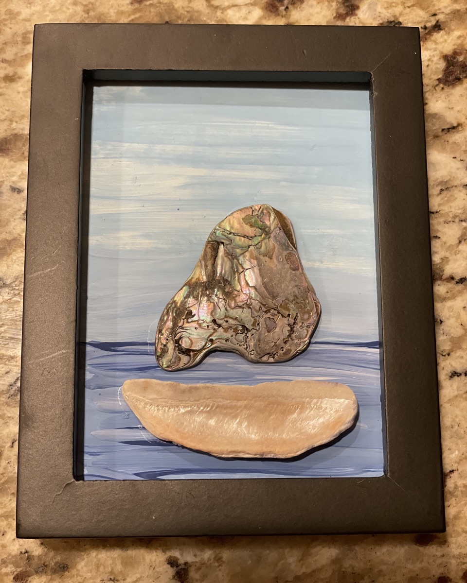 Abalone Sailboat Painting, Espresso Frame