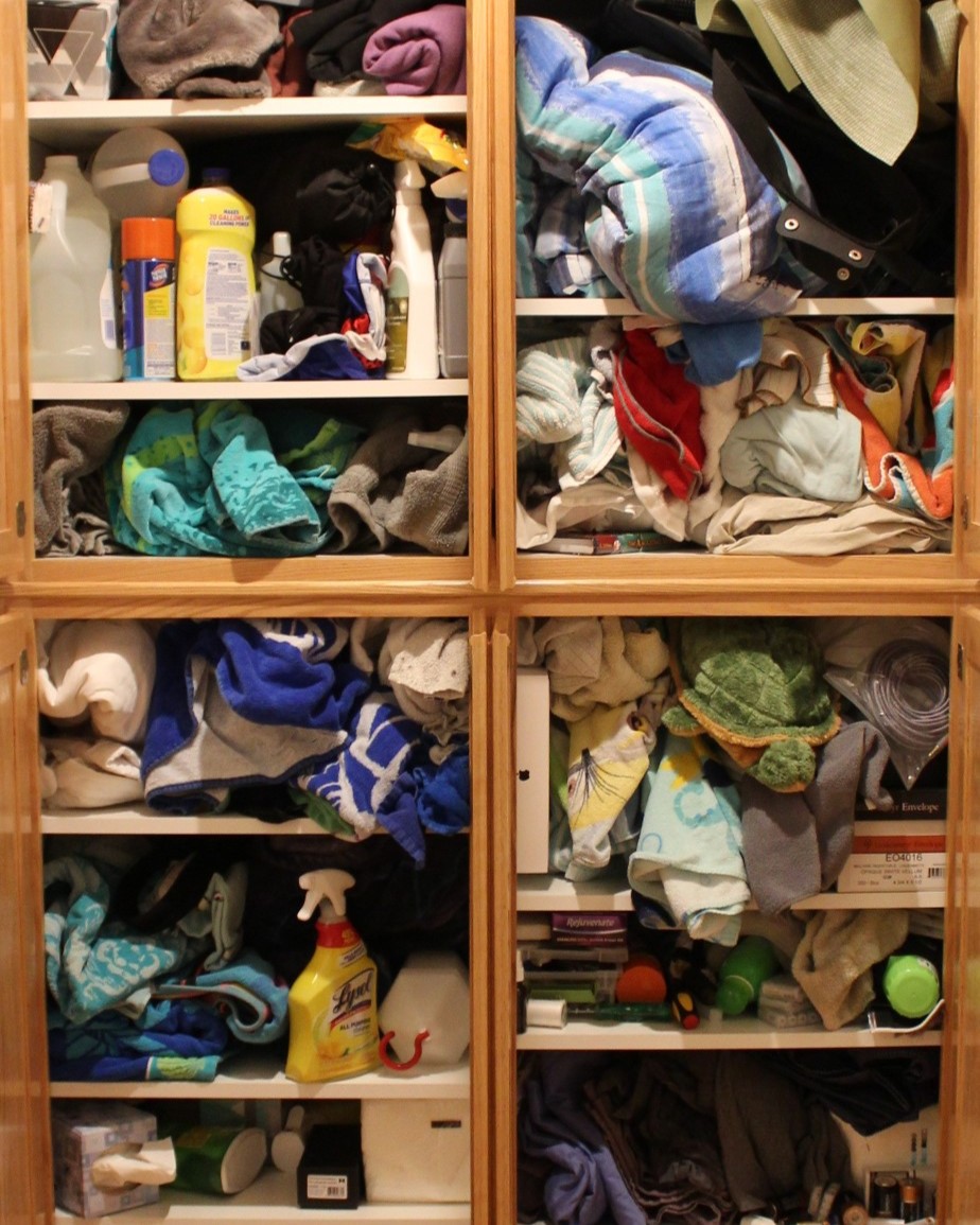 Linen Closet before organizing